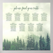 Green Pine Trees 9 Table Wedding Seating Chart Poster (Vorne)