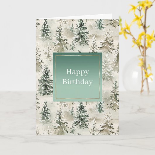 Green Pine Trees Karte (Gelbe Blume)