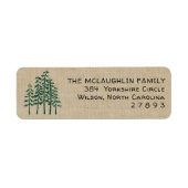 Green Pine Trees Rustic Holiday Address Label (Vorne)