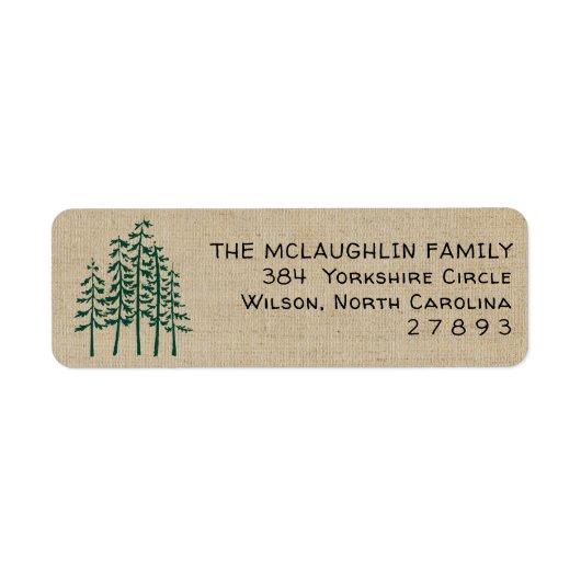 Green Pine Trees Rustic Holiday Address Label (Vorne)