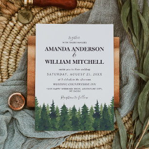 Green Pine Trees Wedding Einladung