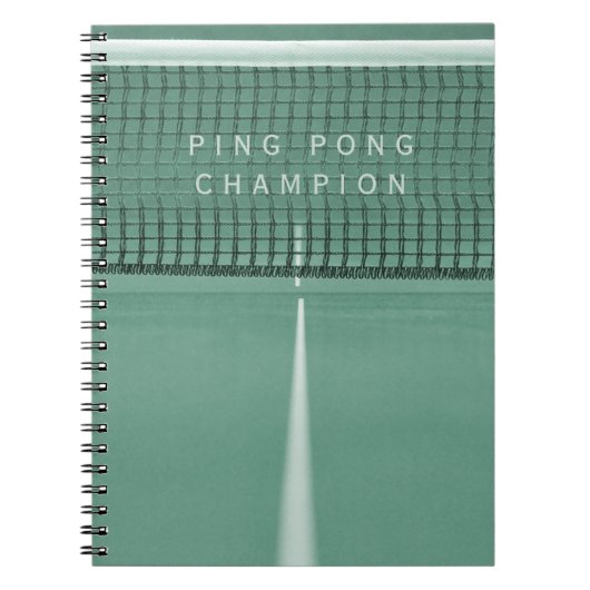Green Ping Pong Champion Table Tennis Notebook Notizblock (Vorderseite)
