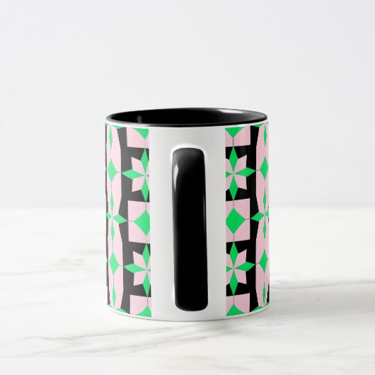Green, pink and Black Geometric Design Tasse (Griff)