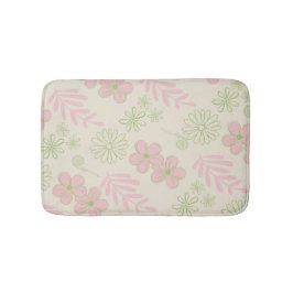 Green Pink Beige Retro Y2K 70er Blume Muster Badematte