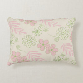 Green Pink Beige Retro Y2K 70er Blume Muster Dekokissen