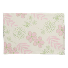 Green Pink Beige Retro Y2K 70er Blume Muster Kissenbezug