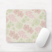 Green Pink Beige Retro Y2K 70er Blume Muster Mousepad (Mit Mouse)