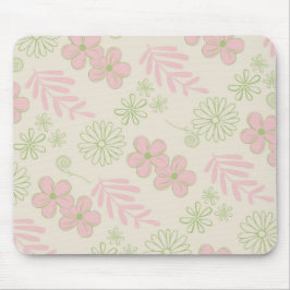 Green Pink Beige Retro Y2K 70er Blume Muster Mousepad