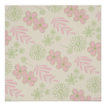 Green Pink Beige Retro Y2K 70er Blume Muster