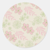 Green Pink Beige Retro Y2K 70er Blume Muster Runder Aufkleber (Vorderseite)