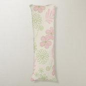 Green Pink Beige Retro Y2K 70er Blume Muster Seitenschläferkissen (Vorderseite Vertikal)