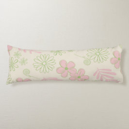 Green Pink Beige Retro Y2K 70er Blume Muster Seitenschläferkissen