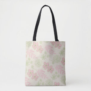 Green Pink Beige Retro Y2K 70er Blume Muster Tasche