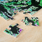 Green Pink Black Abstrakt Fraktal Modernes Kunstge Puzzle (Seite)