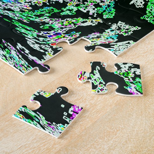 Green Pink Black Abstrakt Fraktal Modernes Kunstge Puzzle (Seite)