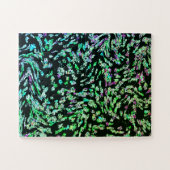 Green Pink Black Abstrakt Fraktal Modernes Kunstge Puzzle (Horizontal)