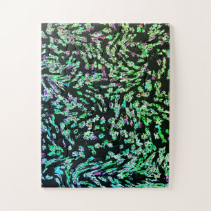 Green Pink Black Abstrakt Fraktal Modernes Kunstge Puzzle