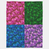 Green Pink Blue Lila Tartan Patchwork Design, Fleecedecke (Vorderseite)
