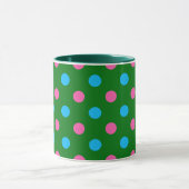 Green Pink Blue Polka Dot Pattern Tasse (Zentrum)