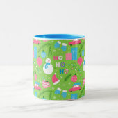 Green Pink Blue Snowmen Ornament Weihnachtsfeierta Zweifarbige Tasse (Mittel)