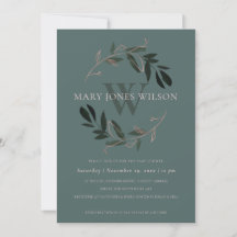 GREEN PINK BLUSH FOLIAGE WREATH BABY SHOWER CARD