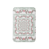 Green Pink Border Retro Y2K 70er Blume Muster Badematte (Vorderseite Vertikal)