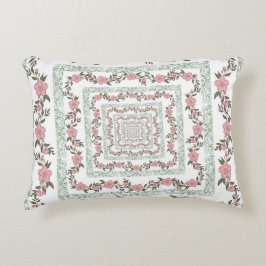 Green Pink Border Retro Y2K 70er Blume Muster Dekokissen