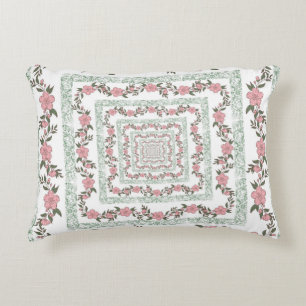 Green Pink Border Retro Y2K 70er Blume Muster Dekokissen