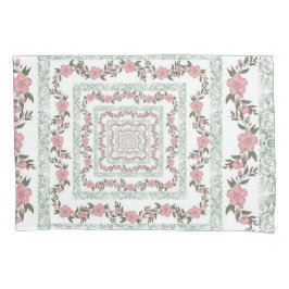 Green Pink Border Retro Y2K 70er Blume Muster Kissenbezug