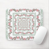 Green Pink Border Retro Y2K 70er Blume Muster Mousepad (Mit Mouse)