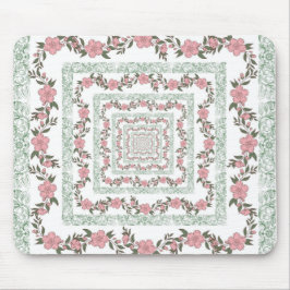 Green Pink Border Retro Y2K 70er Blume Muster Mousepad