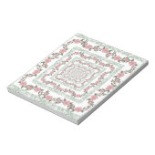 Green Pink Border Retro Y2K 70er Blume Muster Notizblock (Rotiert)