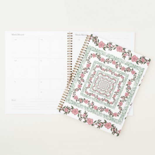 Green Pink Border Retro Y2K 70er Blume Muster Planer (Anzeige)