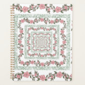 Green Pink Border Retro Y2K 70er Blume Muster Planer (Vorderseite)