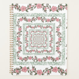 Green Pink Border Retro Y2K 70er Blume Muster Planer
