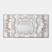 Green Pink Border Retro Y2K 70er Blume Muster Schreibtischunterlage (Tastatur & Maus)