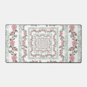 Green Pink Border Retro Y2K 70er Blume Muster Schreibtischunterlage (Vorderseite)