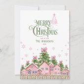 Green & Pink Bow Weihnachtskarte Feiertagskarte (Vorderseite)