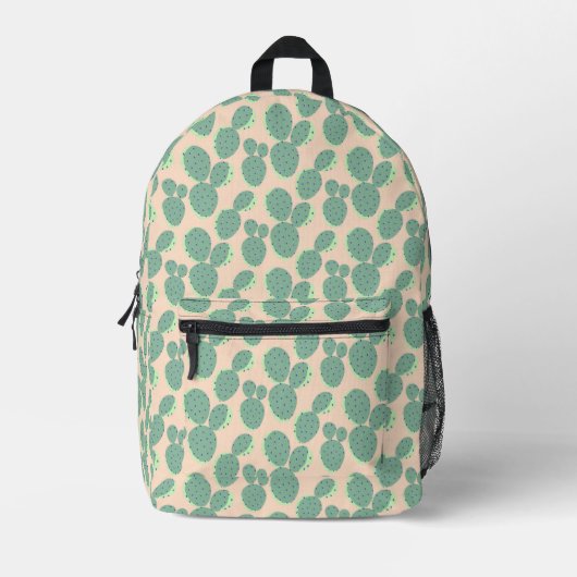 Green & Pink Cactus Pattern Bedruckter Rucksack (Vorderseite)