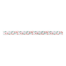 Green Pink Christmas Polka Dots Satinband