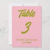 Green Pink Colorful Funky Wedding Table Number     Einladung (Vorderseite)
