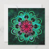 Green Pink Cosmic Mandala Weihnachtskarte (Rückseite)
