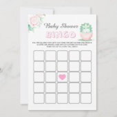 Green Pink Dinosaur Peony Baby Showkarte (Vorderseite)