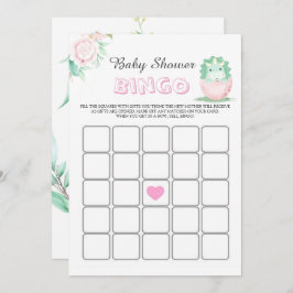 Green Pink Dinosaur Peony Baby Showkarte