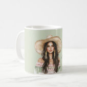 Green Pink Dress Female Hat Kaffeetasse (Vorderseite Links)