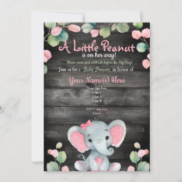 Green Pink Elephant Baby Dusche Einladung Rustikal