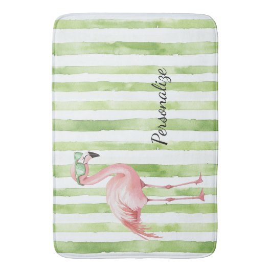 Green Pink Flamingo Badematte (Vorderseite Vertikal)