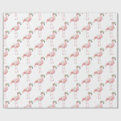 Green Pink Flamingo Birthday Geschenkpapier (Flach)
