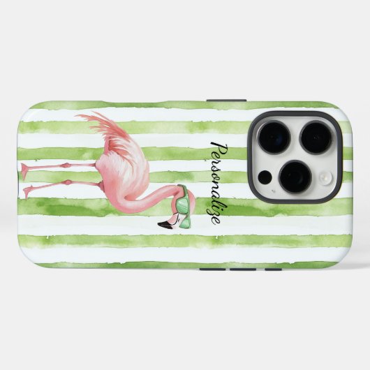 Green Pink Flamingo Case-Mate iPhone Hülle (Rückseite (Horizontal))