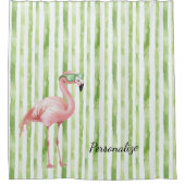 Green Pink Flamingo Duschvorhang (Vorderseite)